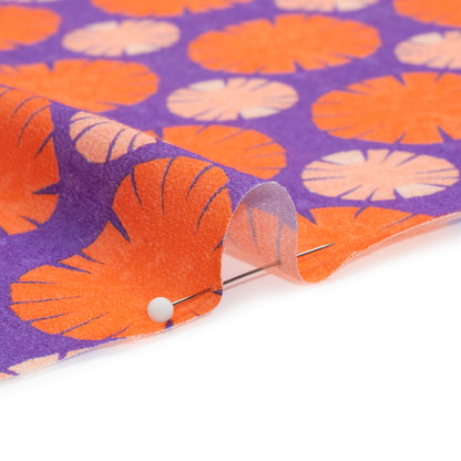 Sustainable Viscose Crepe Print - Purple, Red and Coral Floral Polka Dots - Mood Exclusive Sunshine Grounds Detail