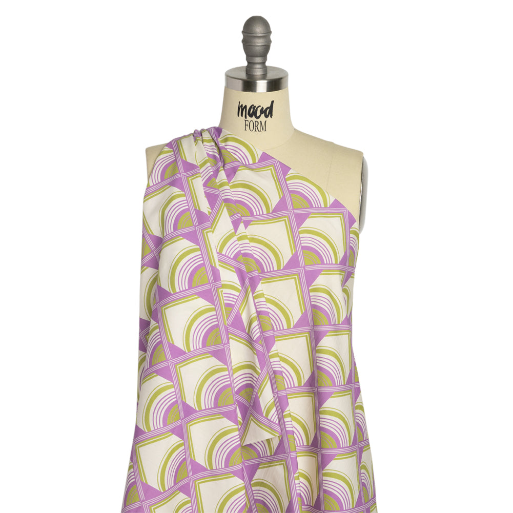 Mood Exclusive Purple Geometric Groove Cotton Poplin Drape