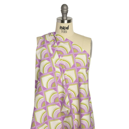 Mood Exclusive Purple Geometric Groove Cotton Poplin Drape