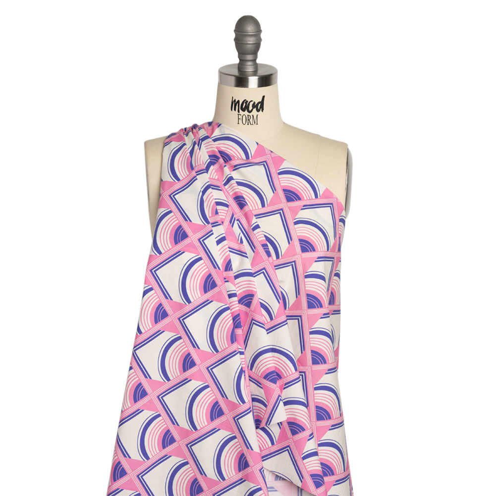 Mood Exclusive Pink Geometric Groove Cotton Poplin Drape