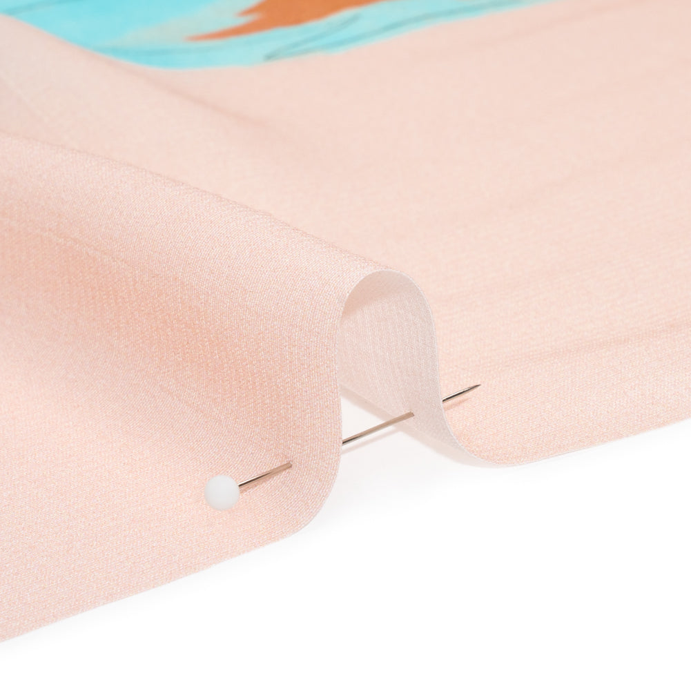 Sustainable Viscose Woven Print - Peach Flamingos and Leaves - Mood Exclusive Forever Everglades Folded
