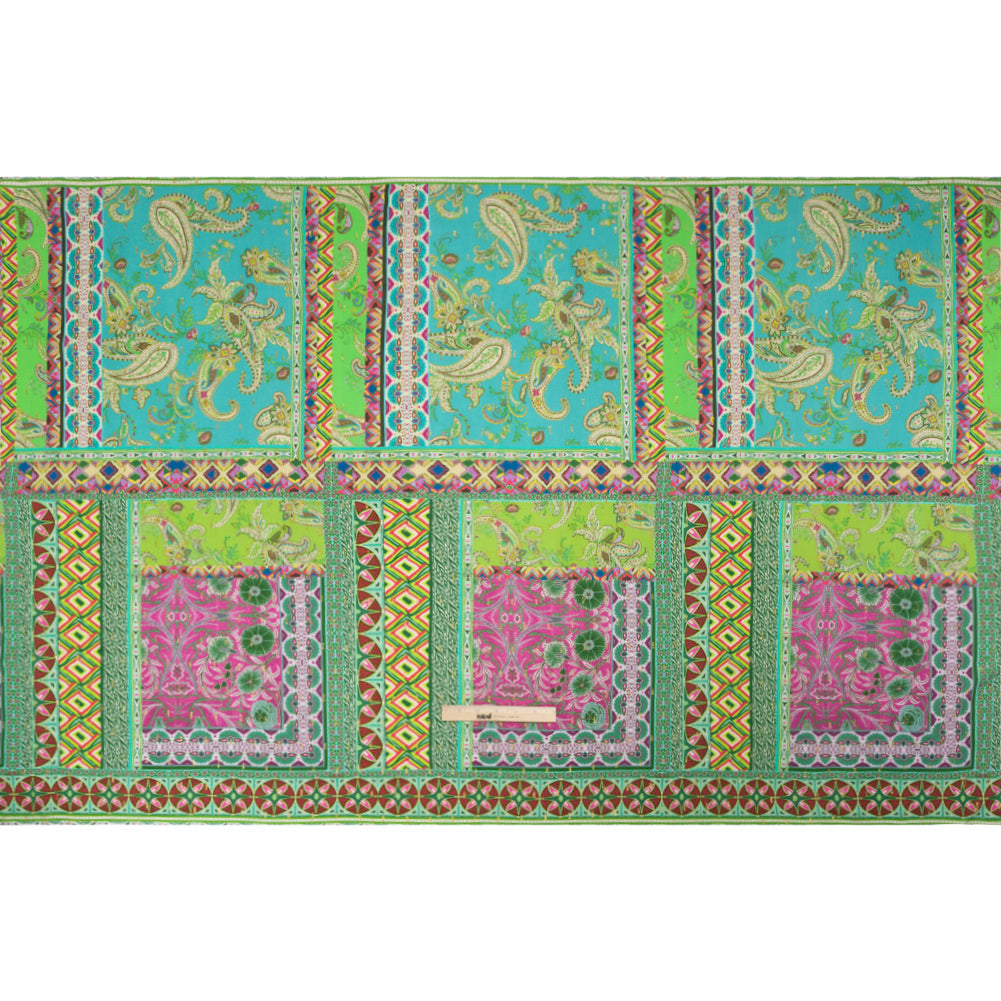 Mood Exclusive Green Buffet in Bloom Metallic Dotted Crinkled Viscose Crepe Drape