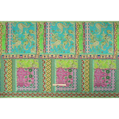 Mood Exclusive Green Buffet in Bloom Metallic Dotted Crinkled Viscose Crepe Drape