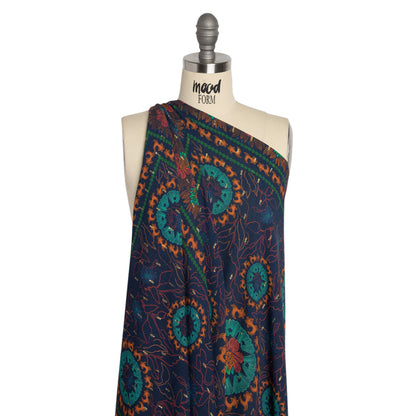 Mood Exclusive Blue Let us Lotus Metallic Dotted Crinkled Viscose Crepe Panel Detail