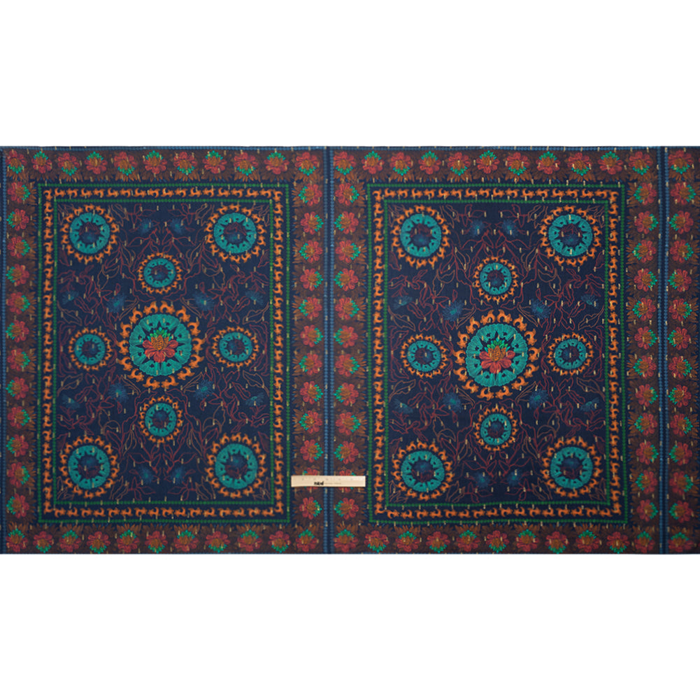 Mood Exclusive Blue Let us Lotus Metallic Dotted Crinkled Viscose Crepe Panel Drape