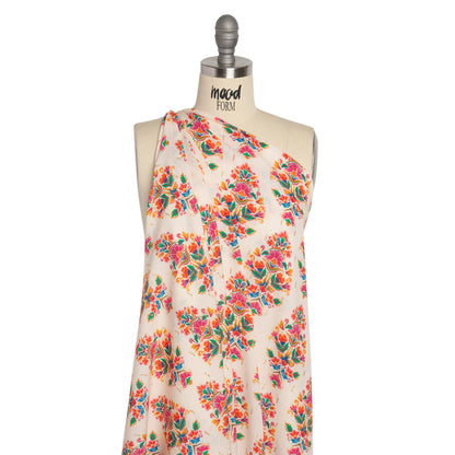 Mood Exclusive Cream Floral Feast Metallic Dotted Crinkled Viscose Crepe Detail