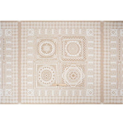 Mood Exclusive Beige Tapestry Tiles Metallic Dotted Crinkled Viscose Crepe Panel Drape