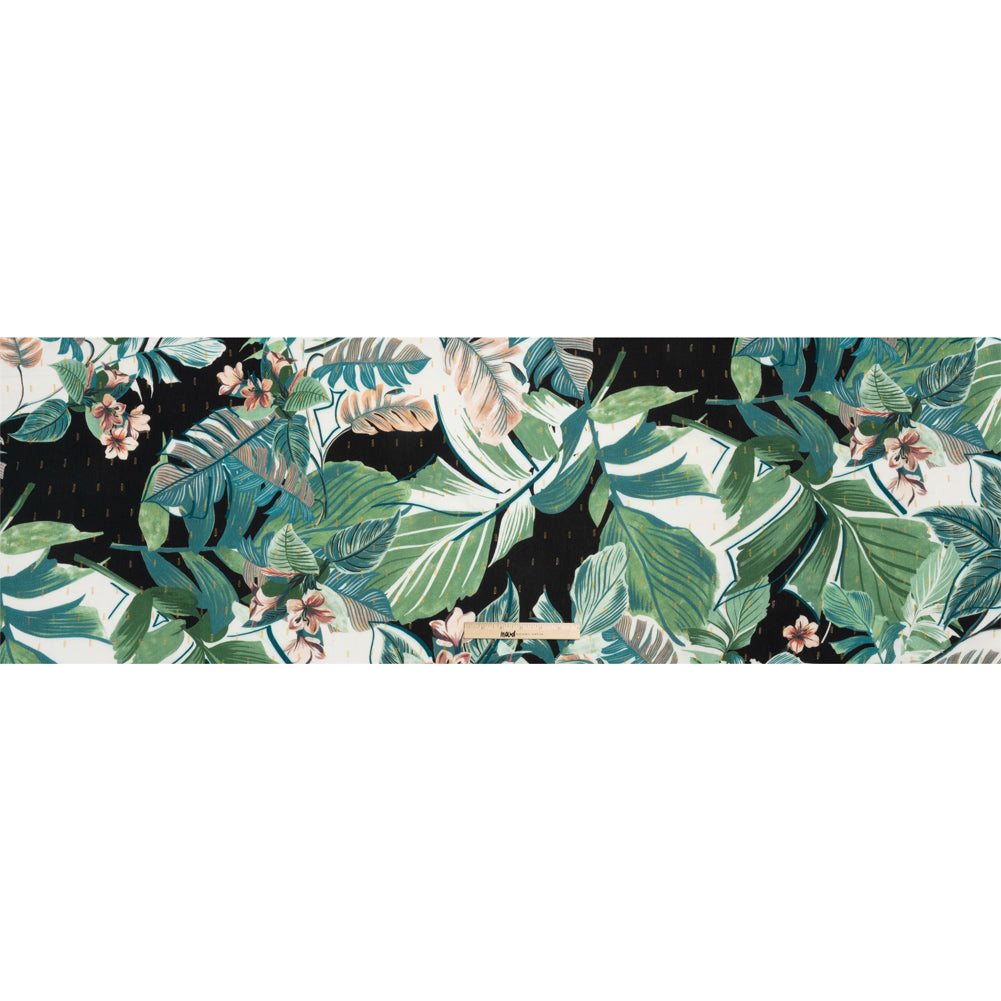 Mood Exclusive Black Jive with Jungle Metallic Dotted Crinkled Viscose Crepe Drape