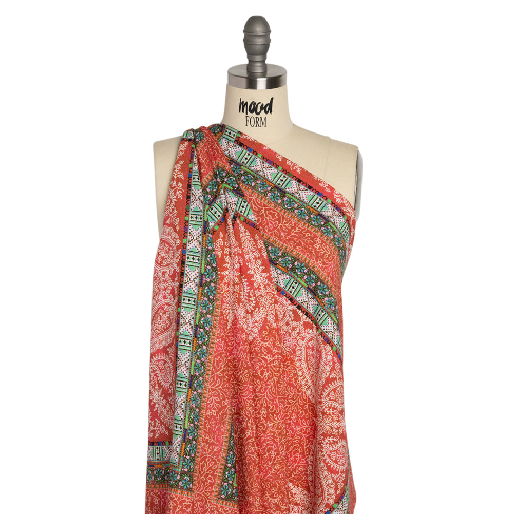 Mood Exclusive Red Bandana Bonanza Stretch Sustainable Rayon Batiste Panel Detail