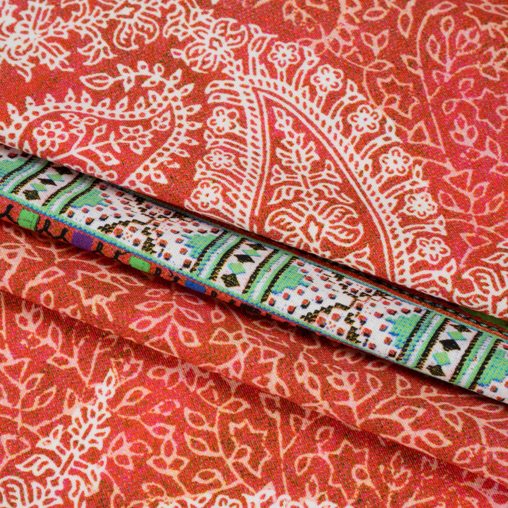Mood Exclusive Red Bandana Bonanza Stretch Sustainable Rayon Batiste Panel Full