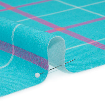 Linen and Rayon Woven Print - Turquoise and Purple Plaid - Mood Exclusive Guest List Detail