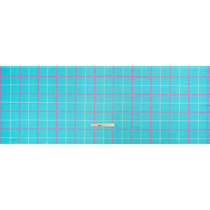 Linen and Rayon Woven Print - Turquoise and Purple Plaid - Mood Exclusive Guest List Full
