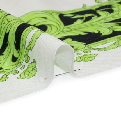 Linen and Rayon Woven Panel - Green and White Floral Frames - Mood Exclusive Luxurious Stay Detail
