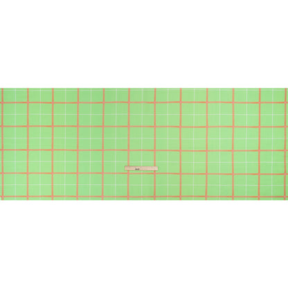 Linen and Rayon Woven Print - Lime Green and Orange Plaid - Mood Exclusive Guest List Full