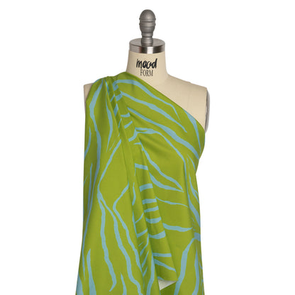 Mood Exclusive Green Funky Feline Stretch Brushed Cotton Twill Drape