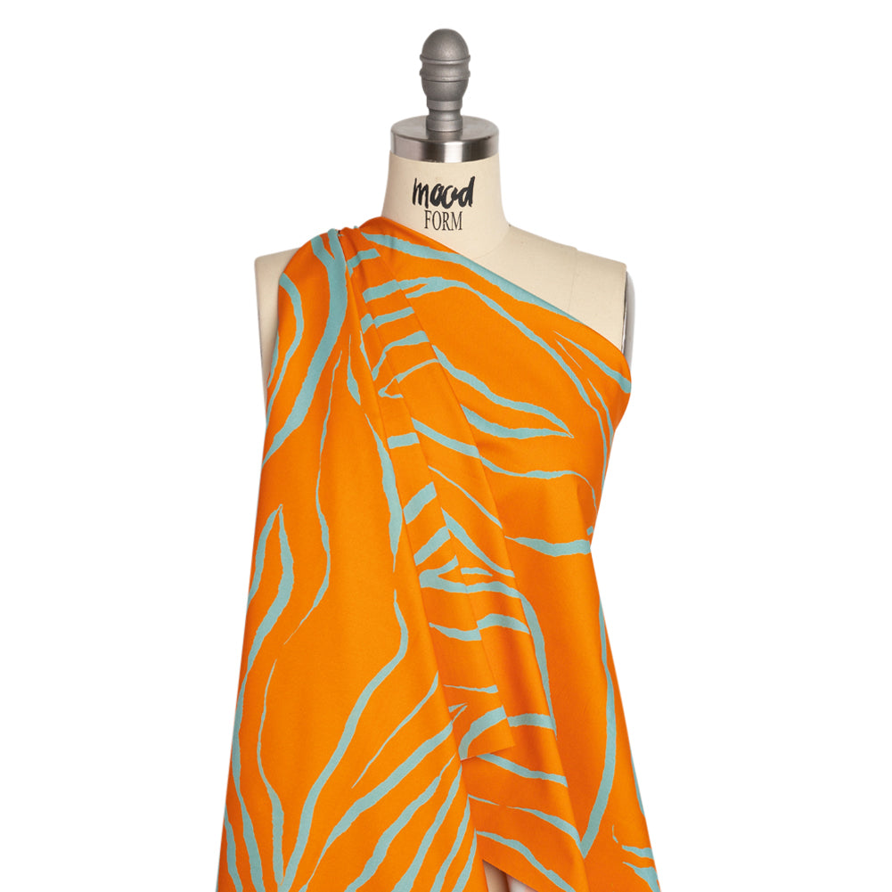 Mood Exclusive Orange Funky Feline Stretch Brushed Cotton Twill Drape