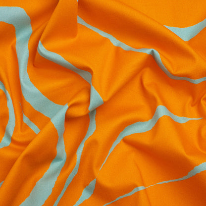 Mood Exclusive Orange Funky Feline Stretch Brushed Cotton Twill