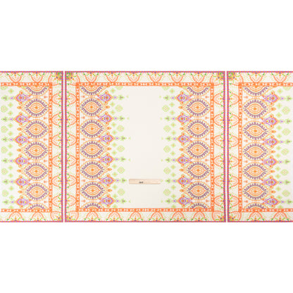 Viscose Crepe Panel - White, Orange and Purple Paisley Squares - Mood Exclusive Heavenly Day Drape