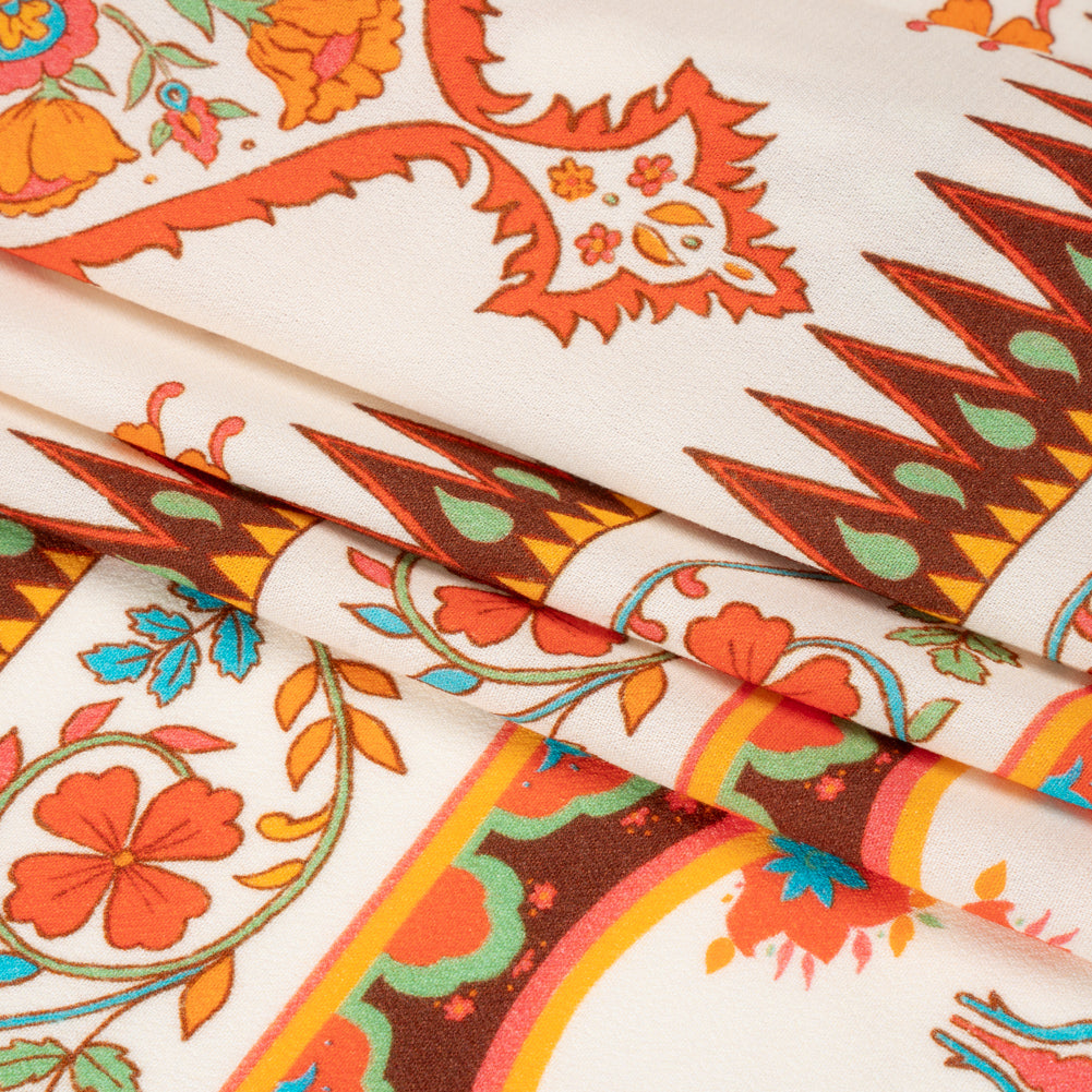 Viscose Crepe Panel - Orange Orante Floral - Mood Exclusive Tea Kettle Treats Full