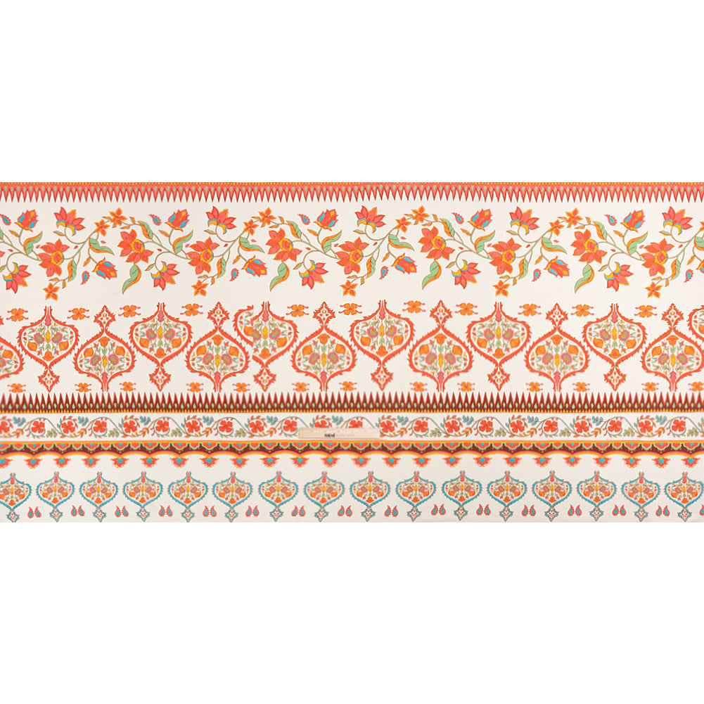 Viscose Crepe Panel - Orange Orante Floral - Mood Exclusive Tea Kettle Treats Drape
