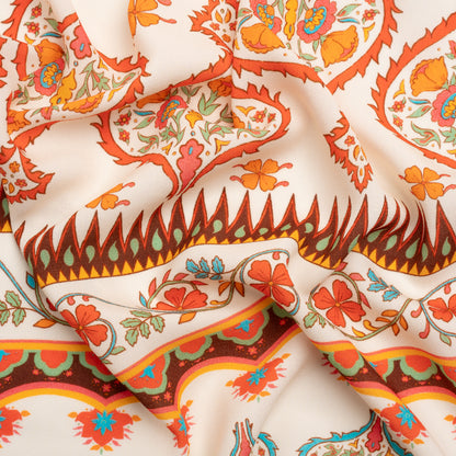 Viscose Crepe Panel - Orange Orante Floral - Mood Exclusive Tea Kettle Treats
