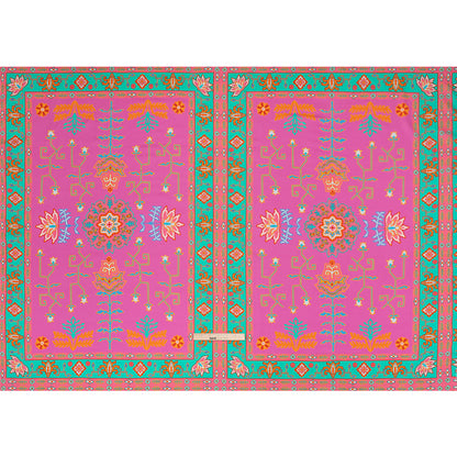 Viscose Crepe Panel - Pink and Turquoise Geometric Floral - Mood Exclusive Pasadena Ballerina Drape