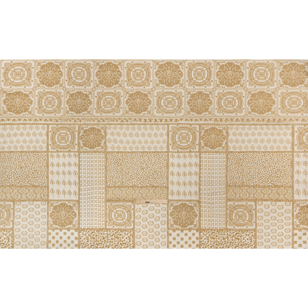 Viscose and Linen Twill Panel - Beige Simple Motifs and Medallions - Mood Exclusive Patchwork Prowl Drape
