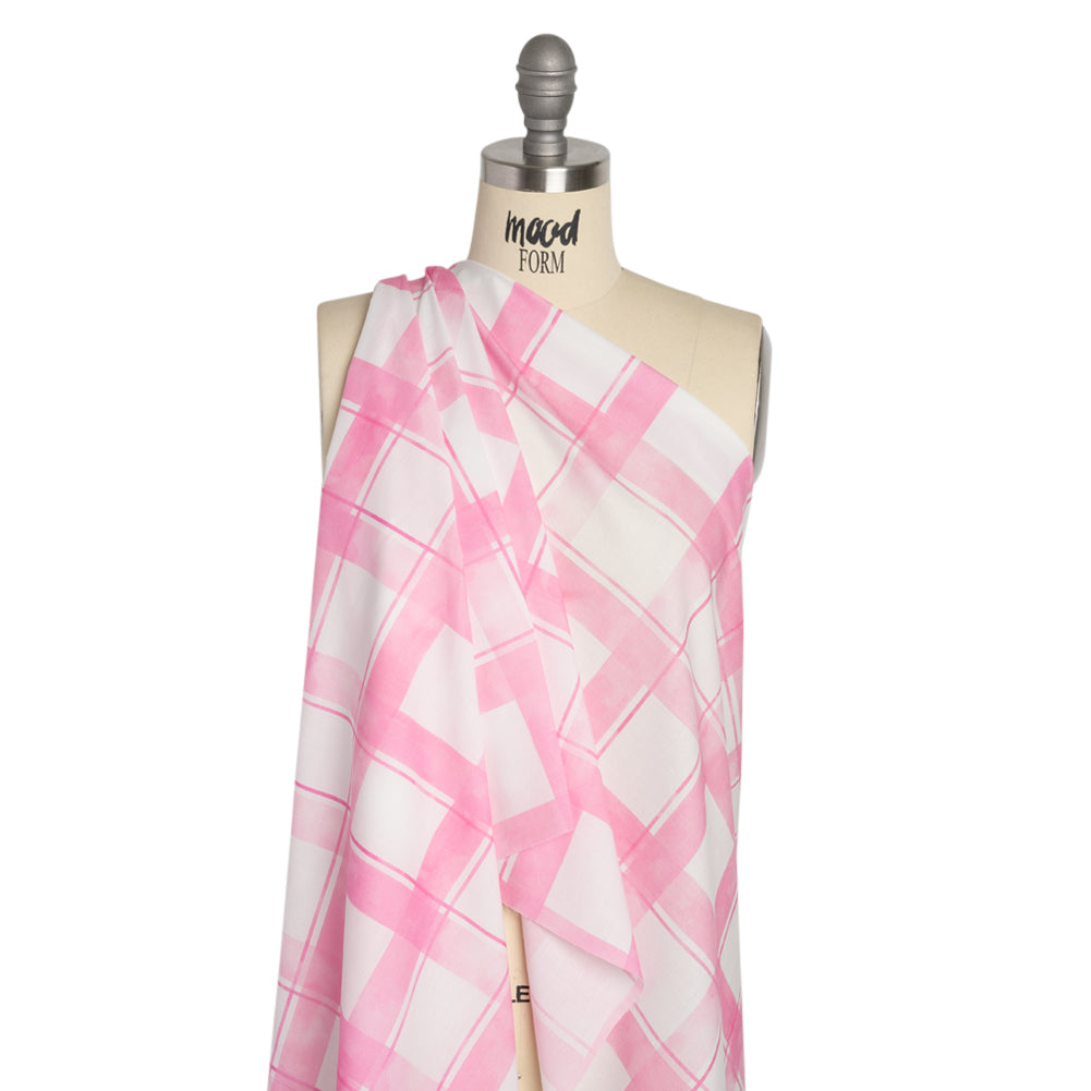 Cotton Voile Print - Pink and White Plaid - Mood Exclusive A-Tisket, A-Tasket Drape