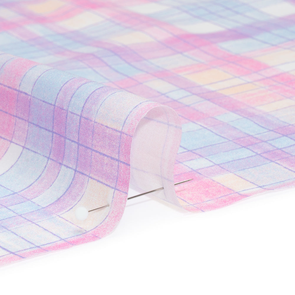 Cotton Voile Print - Purple and Pink Plaid - Mood Exclusive Chalkboard Curious Detail