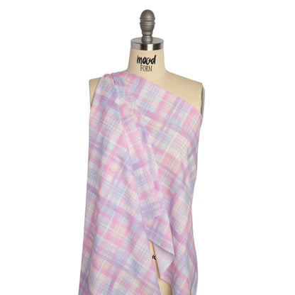 Cotton Voile Print - Purple and Pink Plaid - Mood Exclusive Chalkboard Curious Drape