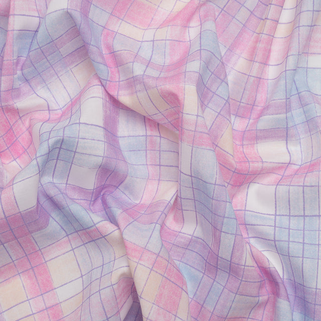Cotton Voile Print - Purple and Pink Plaid - Mood Exclusive Chalkboard Curious