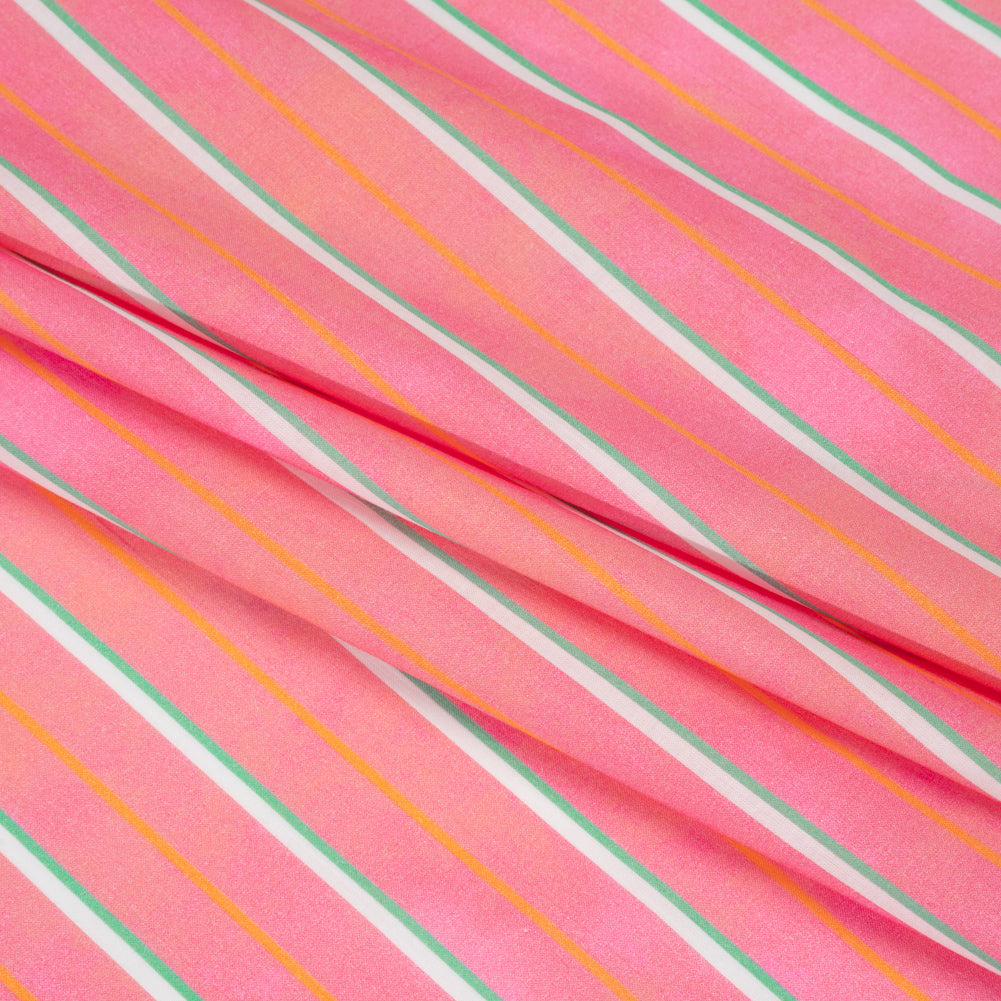 Cotton Voile Print - Flamingo Pink Stripes - Mood Exclusive Pinstriped Party Folded
