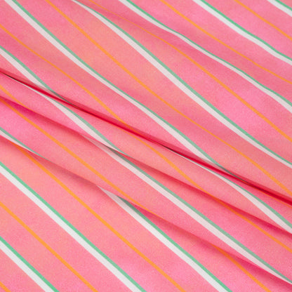 Cotton Voile Print - Flamingo Pink Stripes - Mood Exclusive Pinstriped Party Folded