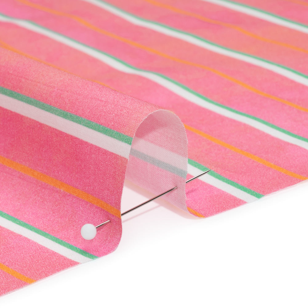 Cotton Voile Print - Flamingo Pink Stripes - Mood Exclusive Pinstriped Party Detail