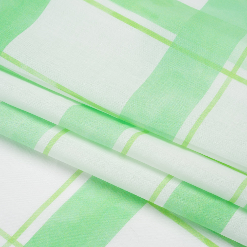 Cotton Voile Print - Green and White Plaid - Mood Exclusive A-Tisket, A-Tasket Folded