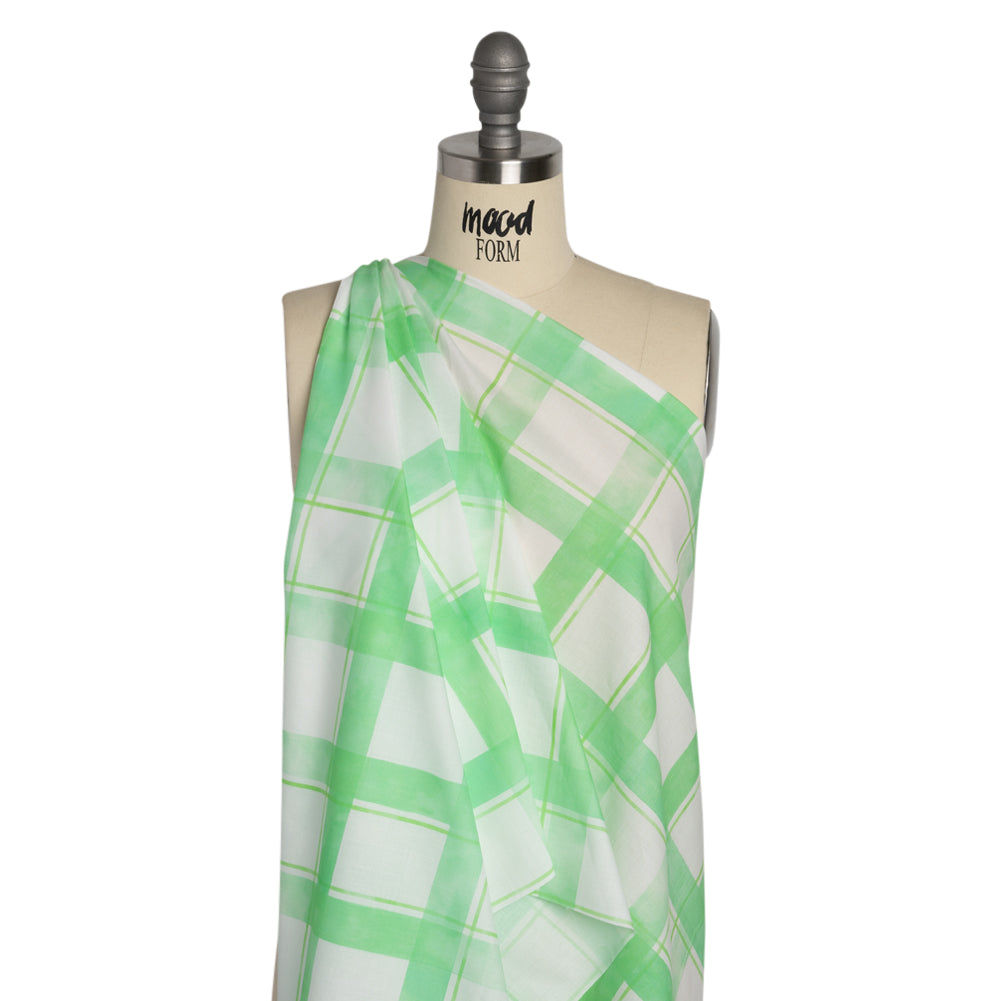 Cotton Voile Print - Green and White Plaid - Mood Exclusive A-Tisket, A-Tasket Drape