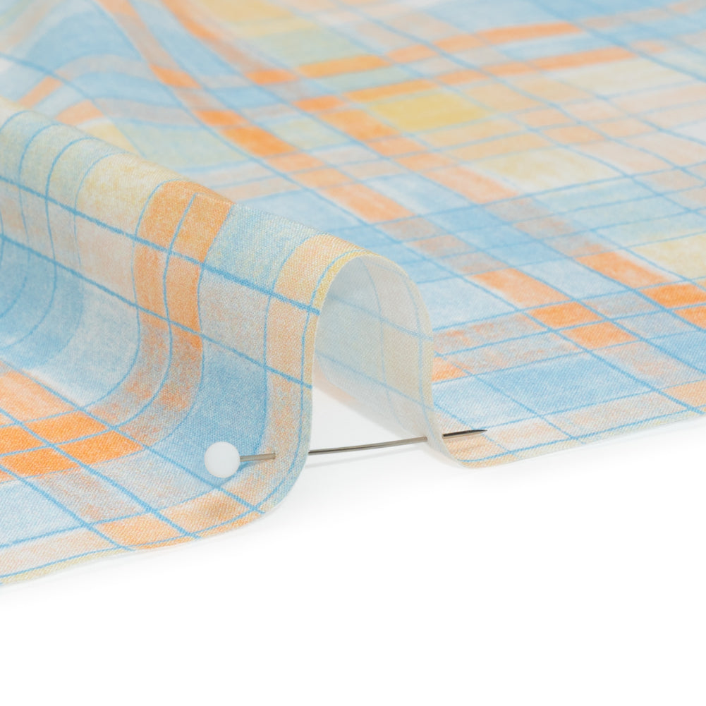 Cotton Voile Print - Blue and Orange Plaid - Mood Exclusive Chalkboard Curious Detail