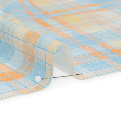 Cotton Voile Print - Blue and Orange Plaid - Mood Exclusive Chalkboard Curious Detail