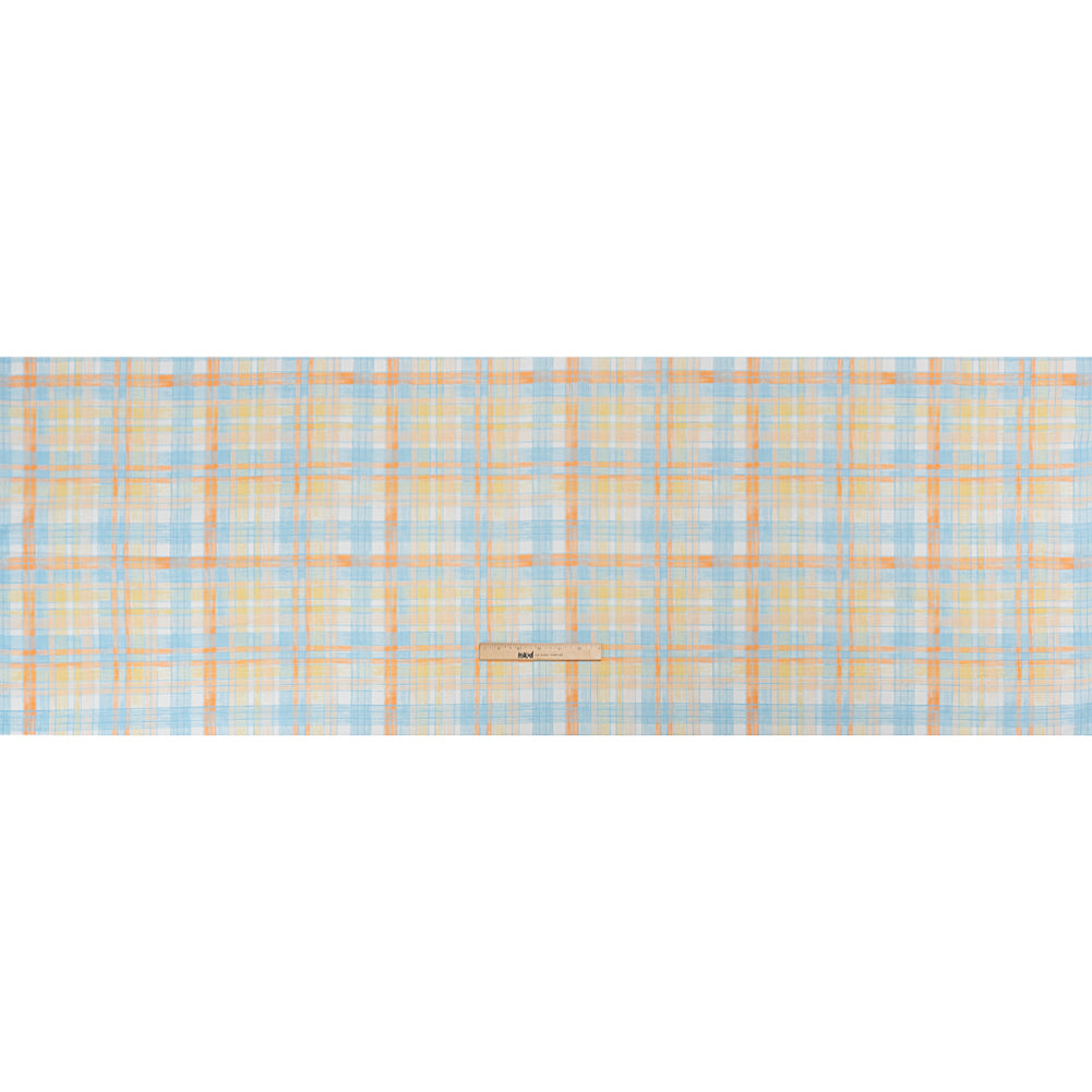 Cotton Voile Print - Blue and Orange Plaid - Mood Exclusive Chalkboard Curious Full