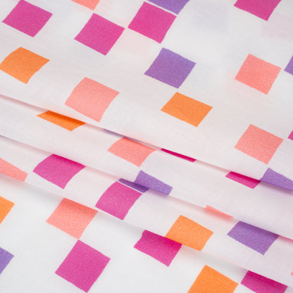 Cotton Voile Print - Pink and Purple Square Confetti - Mood Exclusive Cubic Field Folded