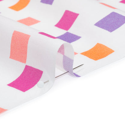 Cotton Voile Print - Pink and Purple Square Confetti - Mood Exclusive Cubic Field Detail