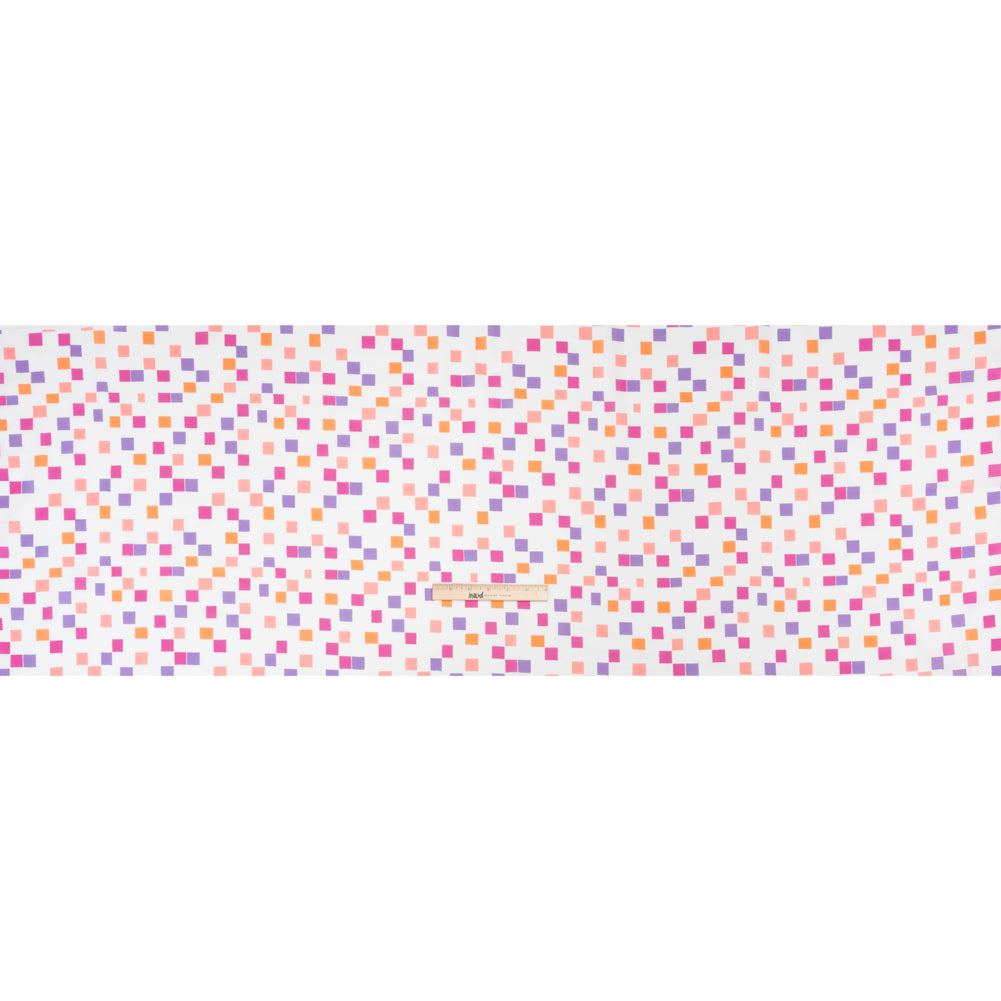 Cotton Voile Print - Pink and Purple Square Confetti - Mood Exclusive Cubic Field Full