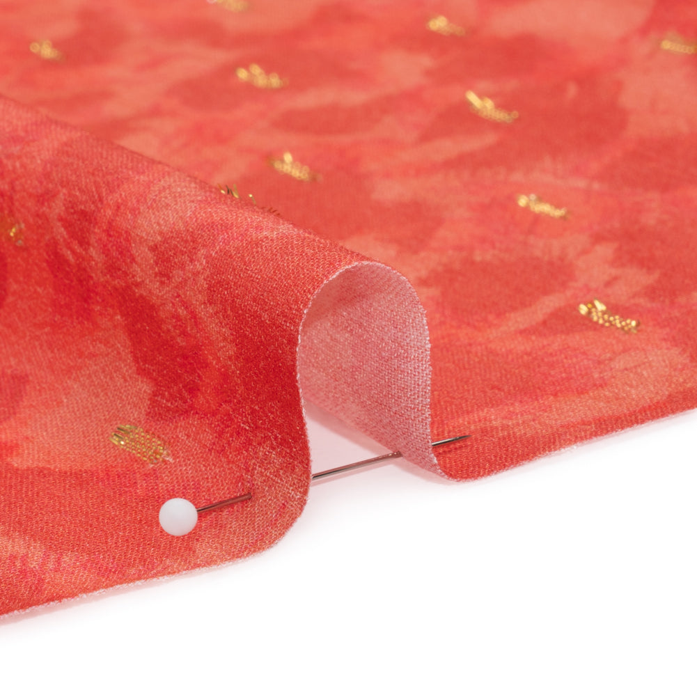 Mood Exclusive Carnation Creation Metallic Dotted Crinkled Viscose Crepe Folded