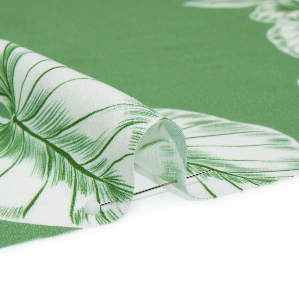 Viscose Woven Print - Green and White Tropical Leaves - Mood Exclusive Living Museum Folded