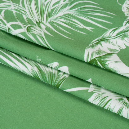 Viscose Woven Print - Green and White Tropical Leaves - Mood Exclusive Living Museum Full