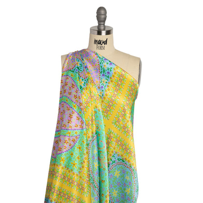 Mood Exclusive Yellow Parasol Park Sustainable Viscose Fluid Satin Detail