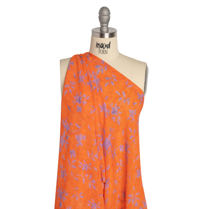 Mood Exclusive Orange and Purple Stamped on my Mind Viscose Georgette Drape