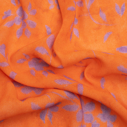 Mood Exclusive Orange and Purple Stamped on my Mind Viscose Georgette