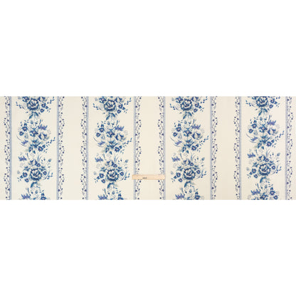 Brushed Stretch Cotton Twill Print - Navy and White Floral Stripes - Mood Exclusive Pathway to Paradise Full