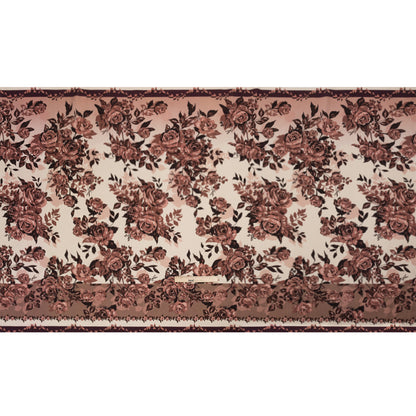 Brushed Stretch Cotton Twill Panel - Wine and Cream Roses - Mood Exclusive Space for Grace Full